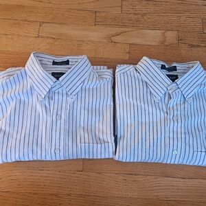 2 Gant Oxford Club White Striped Men's Button Down Shirt Size 17.5-36 Tall